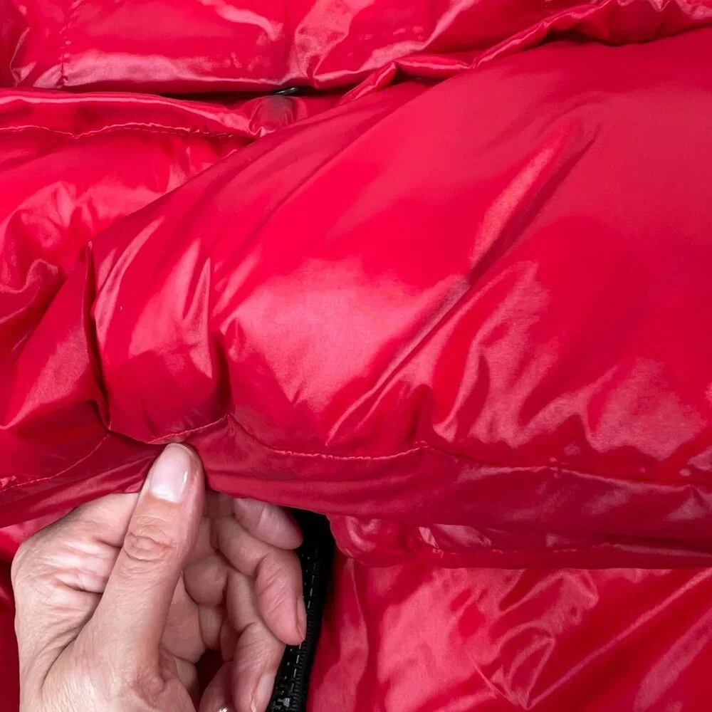 S13 NYC Quilted Down Puffer Coat Removable Hood Red Winter Ski Jacket Medium